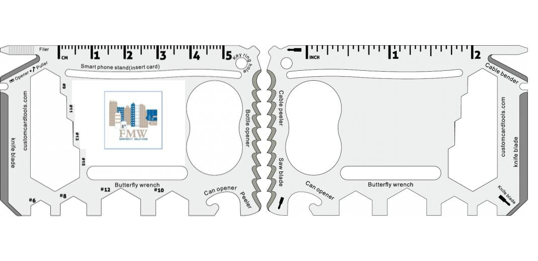 Custom Branded Business Card Multi Tool (Model 2) - Custom Card Tools