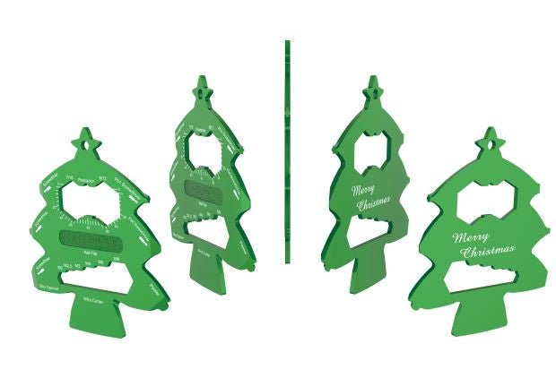 Custom Metal Christmas Tree Multi-Tool Card - Custom Card Tools