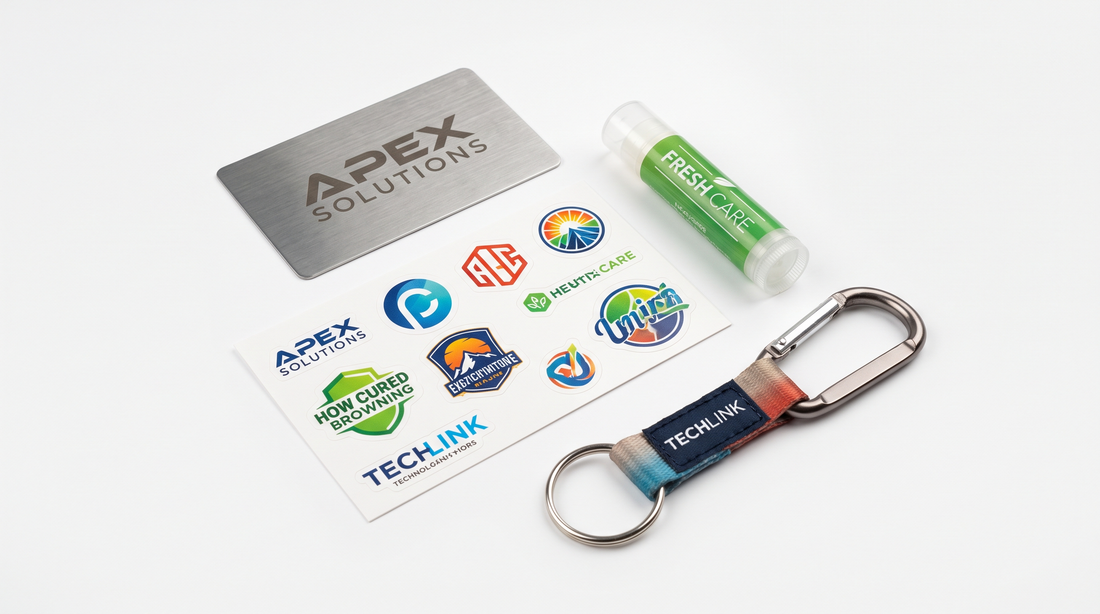 Assortment of branded promotional products under five dollars