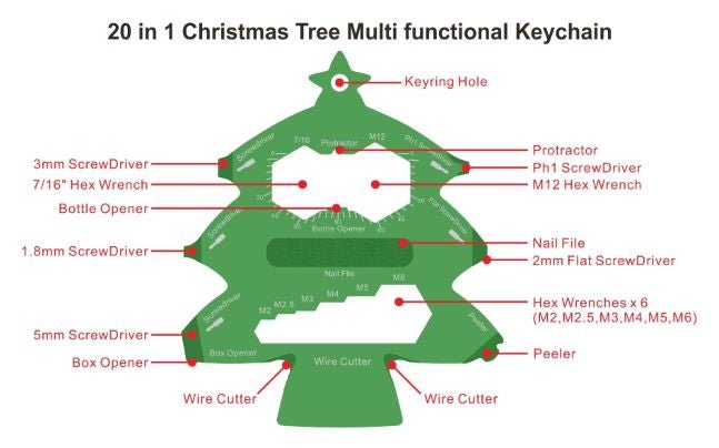 Custom Metal Christmas Tree Multi-Tool Card - Custom Card Tools